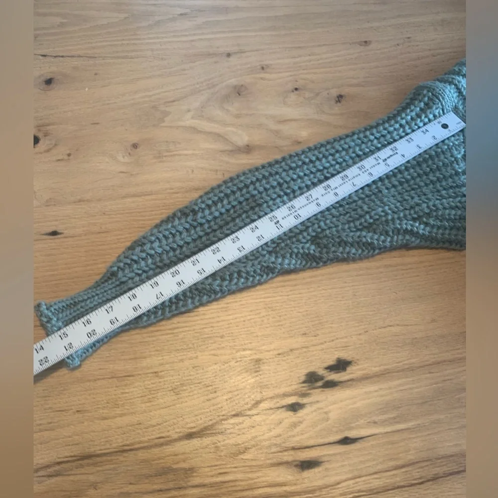 H&M Cropped Turtleneck Long Sleeve Cable Knit Green Sweater Women’s Small Prelov - Picture 6 of 7